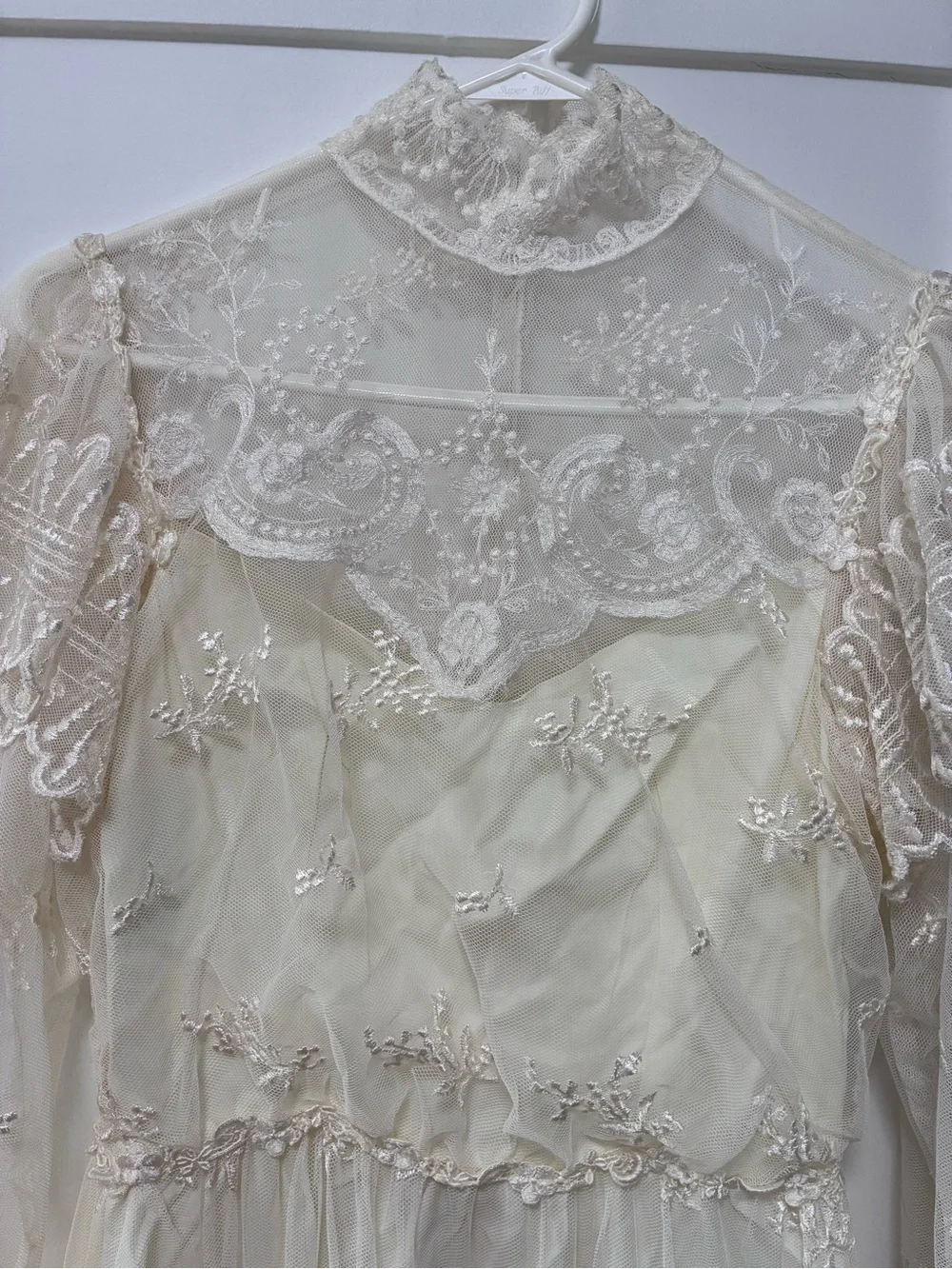 Vintage Alfred Angelo Wedding Dress Ivory Lace Cottagecore Victorian Style